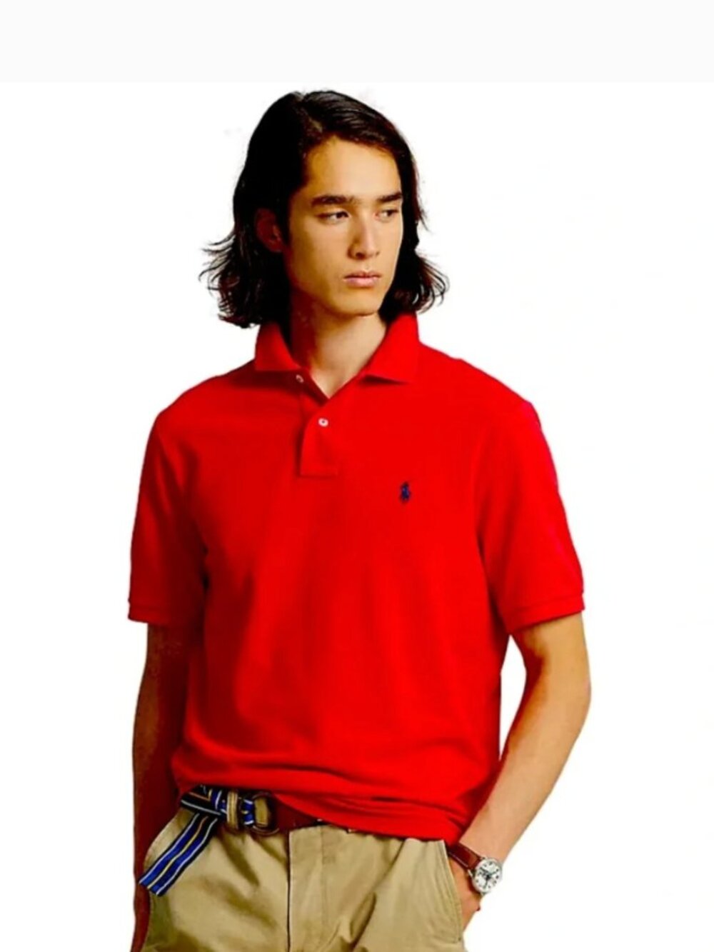 Polo Ralph Lauren Classic Fit Cotton Pique Mesh Polo Shirt - Red - Size S